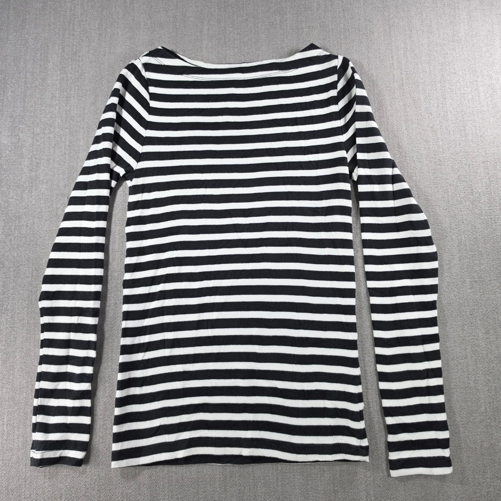 Gap The Modern Tee Women S Black White Striped Long Sleeve Boat Neck Top
